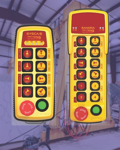 Two industrial crane remote controls
